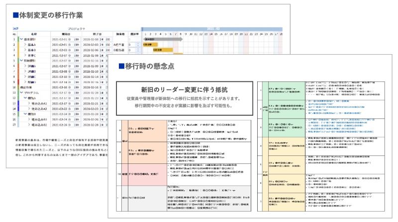 新体制へ移行時の懸念点の精査のアウトプットイメージ