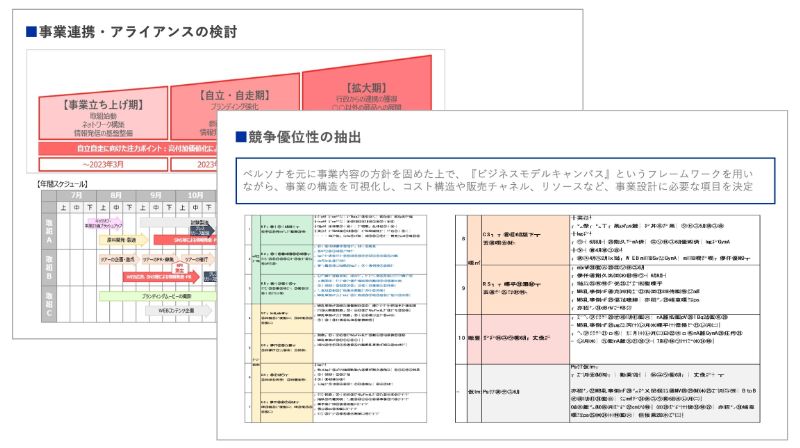 競合優位性や顧客ニーズを踏まえた事業設計のアウトプットイメージ