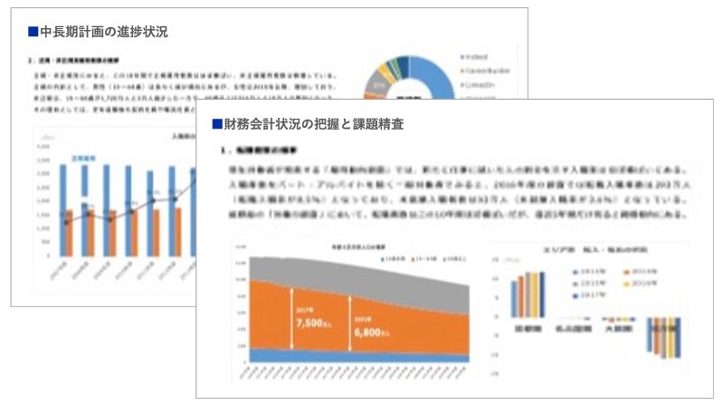 現状の財務会計状況の把握と課題精査のアウトプットイメージ