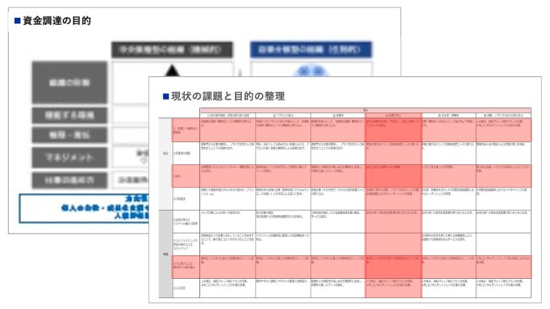 資金調達の目的の確認のアウトプットイメージ