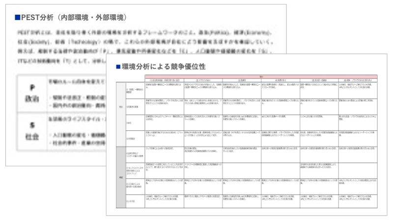 環境分析による競争優位性の発見のアウトプットイメージ