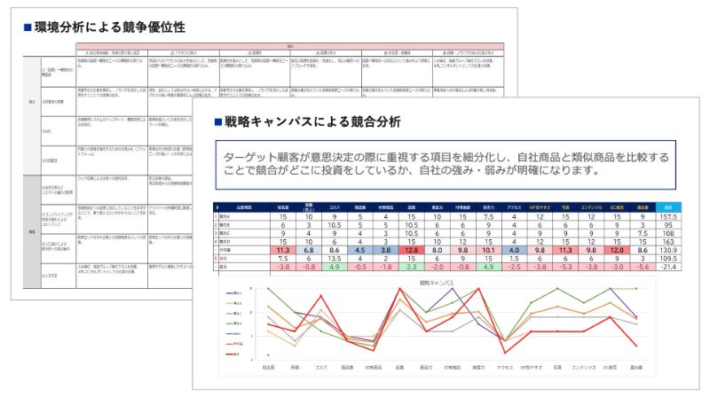 環境分析による競争優位性の発見のアウトプットイメージ