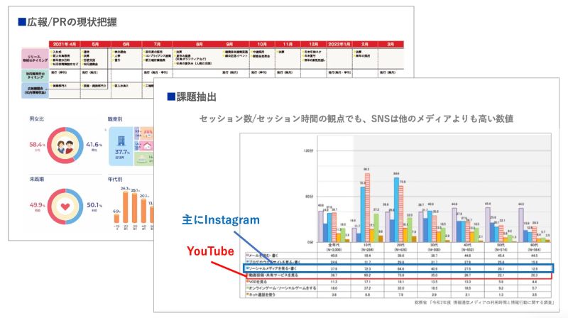 SNS運用の定量分析と課題の抽出のアウトプットイメージ