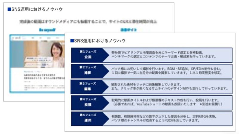 SNS運用におけるノウハウの提供のアウトプットイメージ