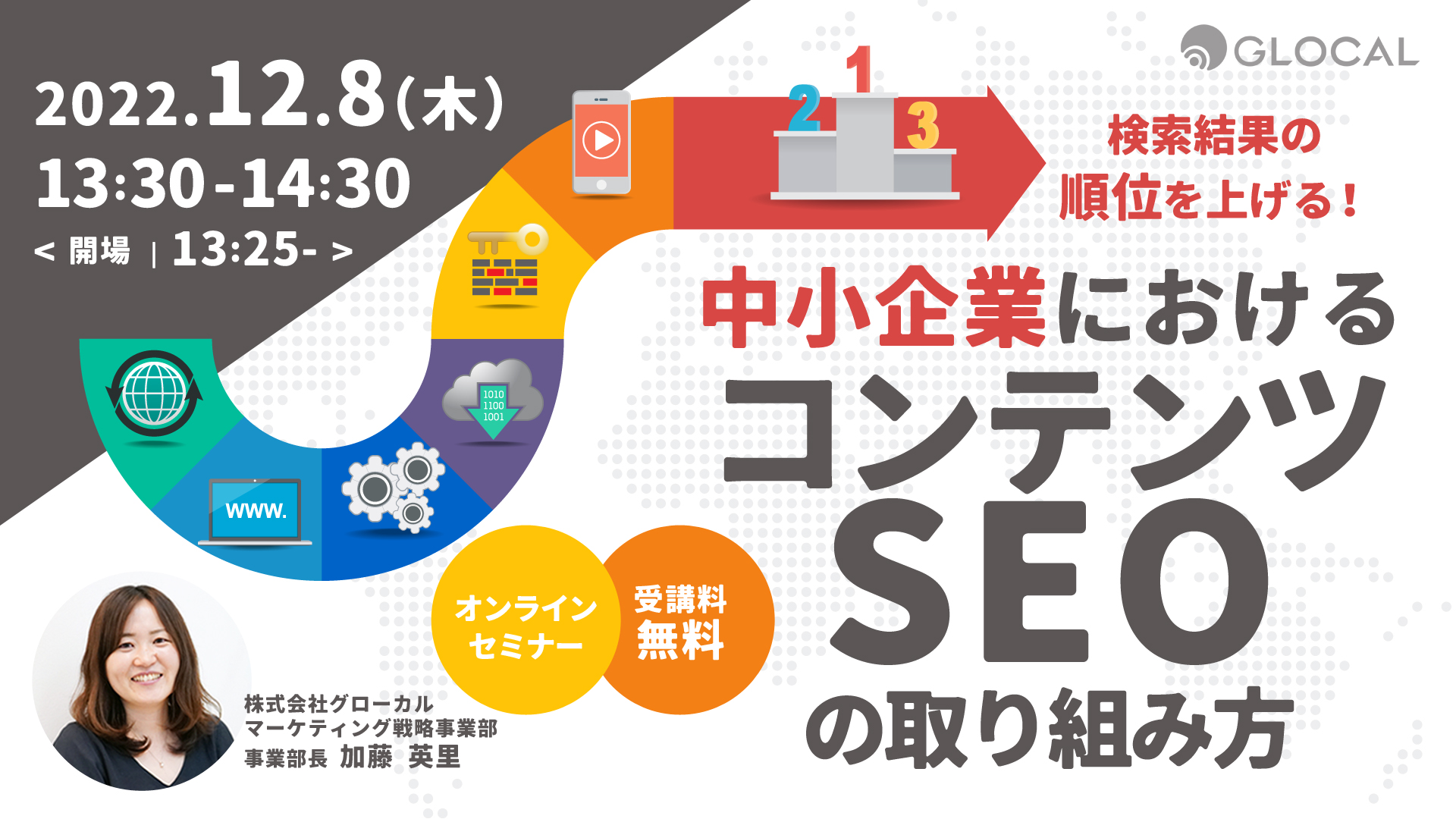 ≪申込み終了しました≫【無料オンラインセミナー】検索結果の順位を上げる！中小企業におけるコンテンツSEOの取り組み方のサムネイル